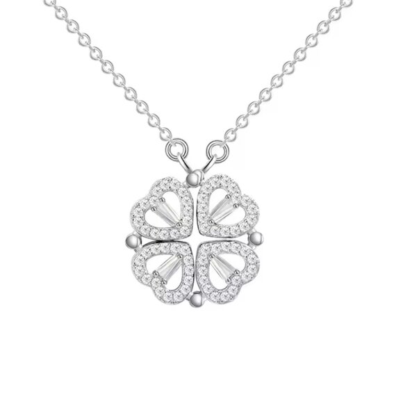 4 Leaf Clover Infinity Necklace 925 Sterling Silver - Picture 4 of 5
